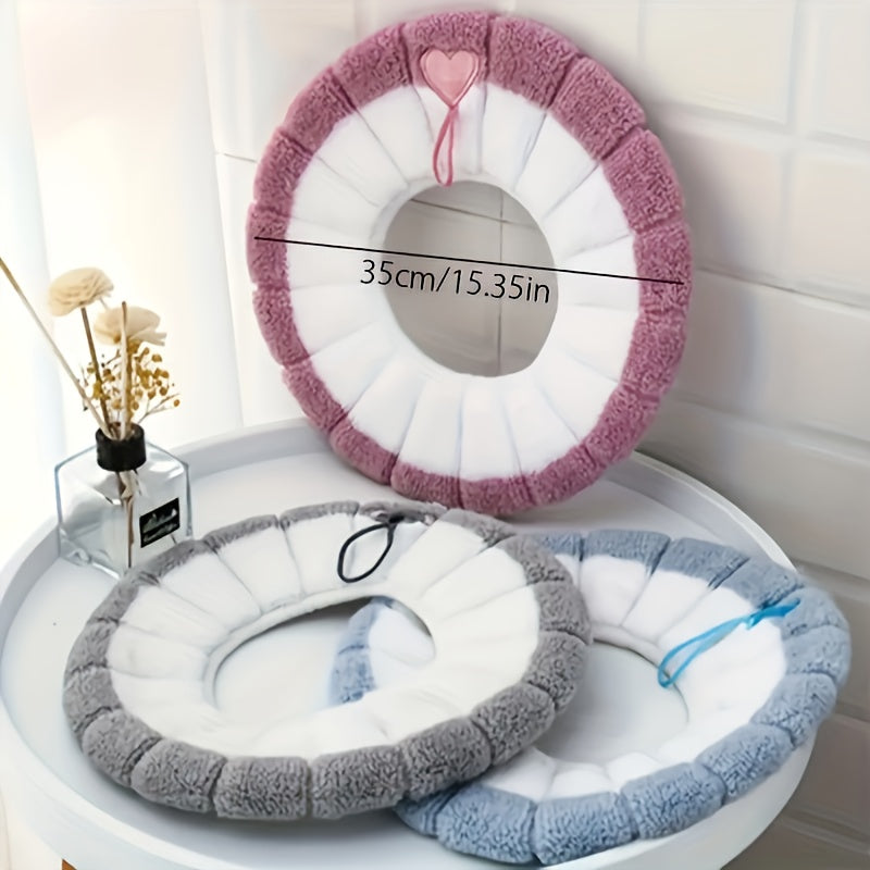 Thickened Knitted Toilet Seat Cover with Handle