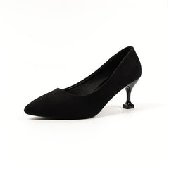 Women's Pointed Toe Stiletto Heels Slip On Mid Heels Court Pumps