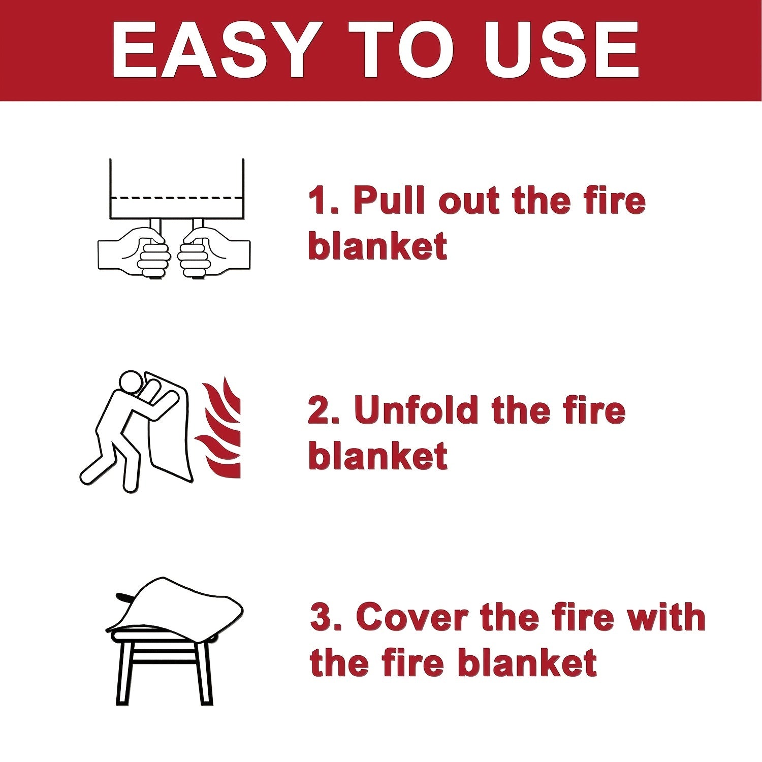 5pc Fire Blankets w/ Hooks & Gloves - High Heat Resistant Flame Retardant