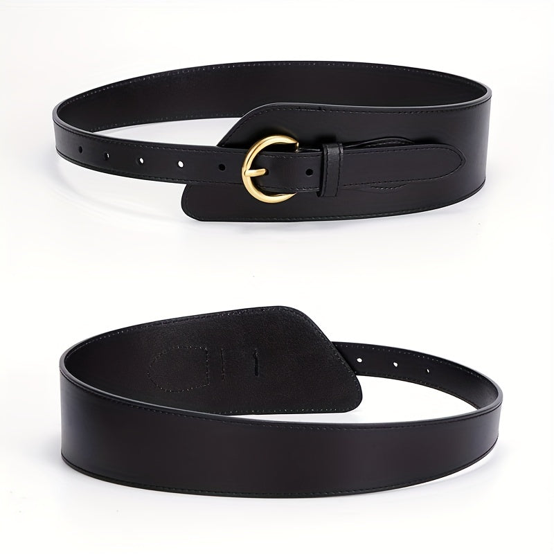 Wide Leather Belt Pin Buckle Girdle Decorative Coat Sweater Skirt Waistband