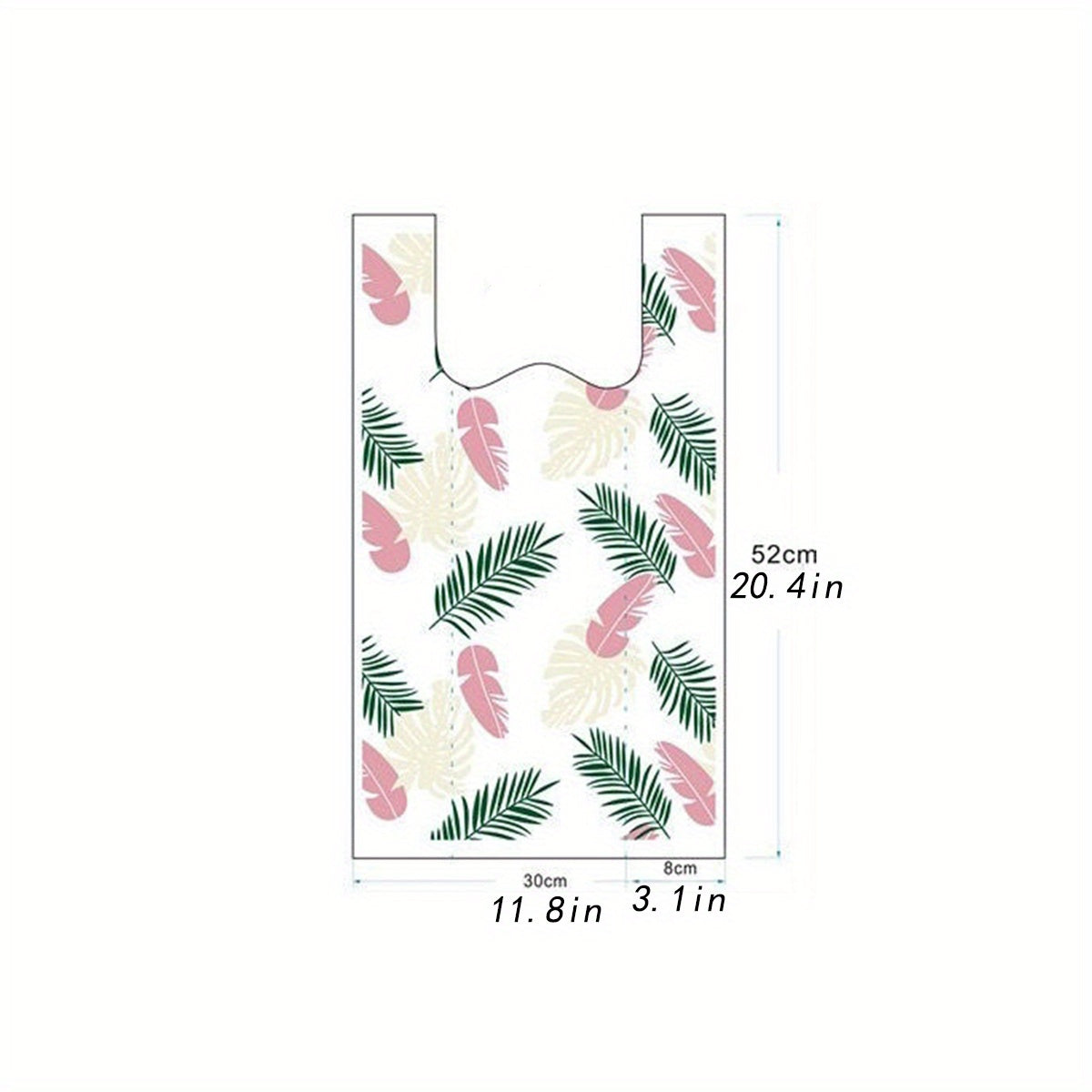 50pcs Leaf Feather Printed Shopping Bags for Take Out Grocery Shopping