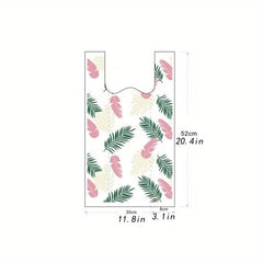 50pcs Leaf Feather Printed Shopping Bags for Take Out Grocery Shopping