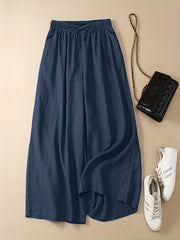 Women's Plus Solid High Waist Wide Leg Pants