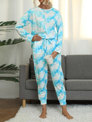 Tie Dye Print Lounge Set Long Sleeve Top & Pants