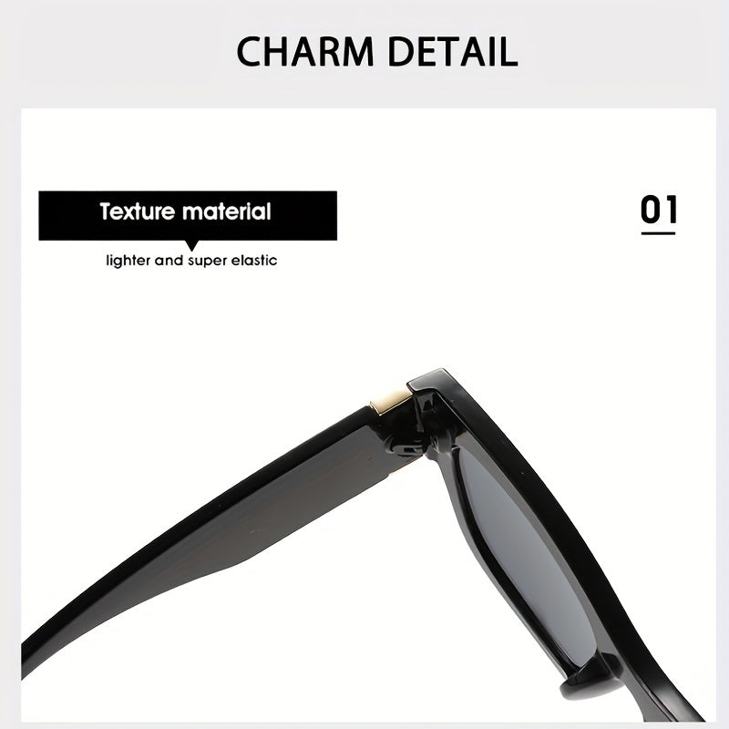 Square Frame Sunglasses Wide Temple Polarized Glasses