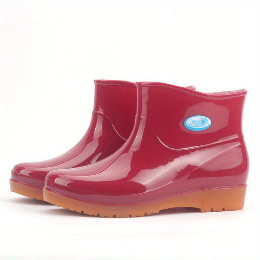 Women's Low Cut Rain Boots Anti Skid Ankle Booties Waterproof Rubber Shoes