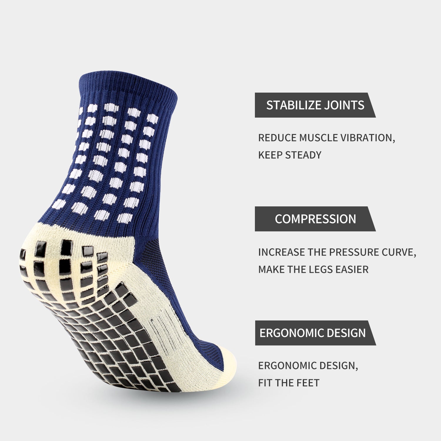 1 Pair Men's Sticky Socks for Football Basketball Sports Padded Grip