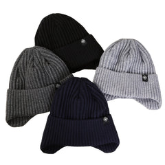 Winter Outdoor Ear Protection Plus Velvet Knitted Hat Solid Windproof Thickened