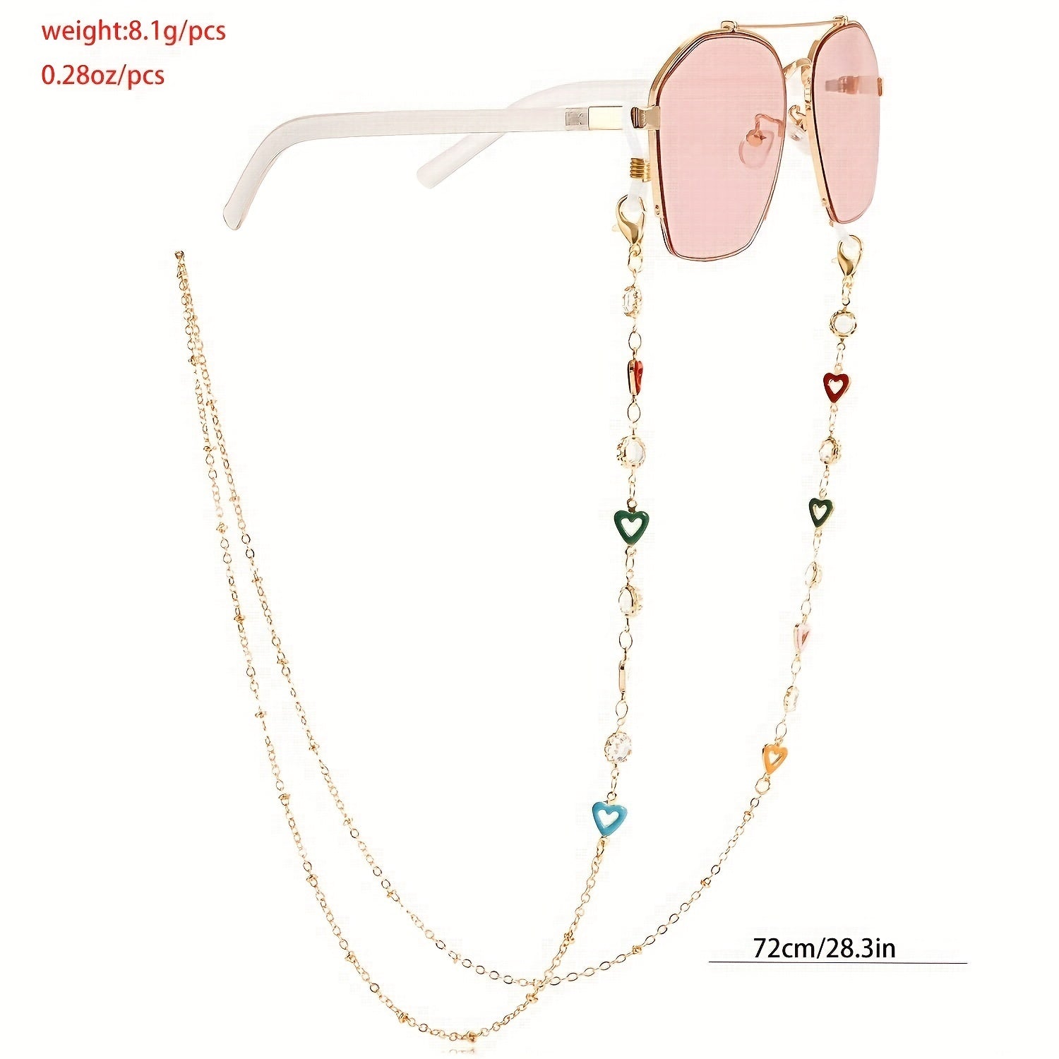 Heart Decor Metal Glasses Chain Eyeglasses Holder Non Slip Accessory