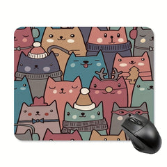 Cartoon Cat Heads Mouse Pad Non Slip Rubber Base Waterproof Mouse Mat