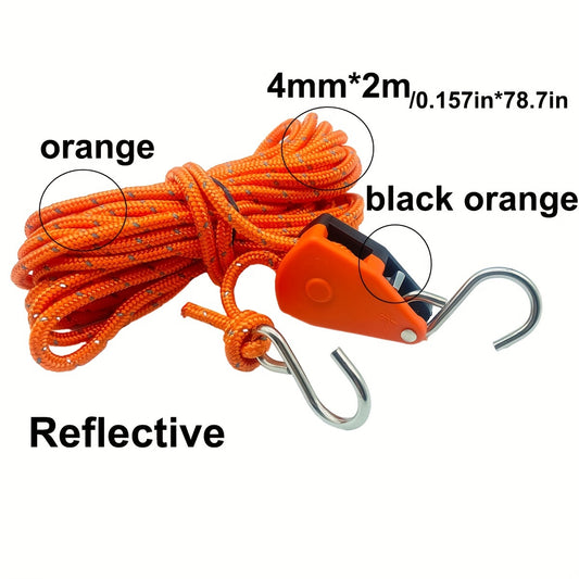 Camping Tent Tie Down Rope Tightener Fastening Pulley Ratchet Hangers