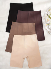 4pcs Seamless Solid Boyshort Panties Soft Comfortable Stretch Women's Lingerie