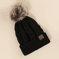 Winter Cable Knit Pom Pom Beanie Hat