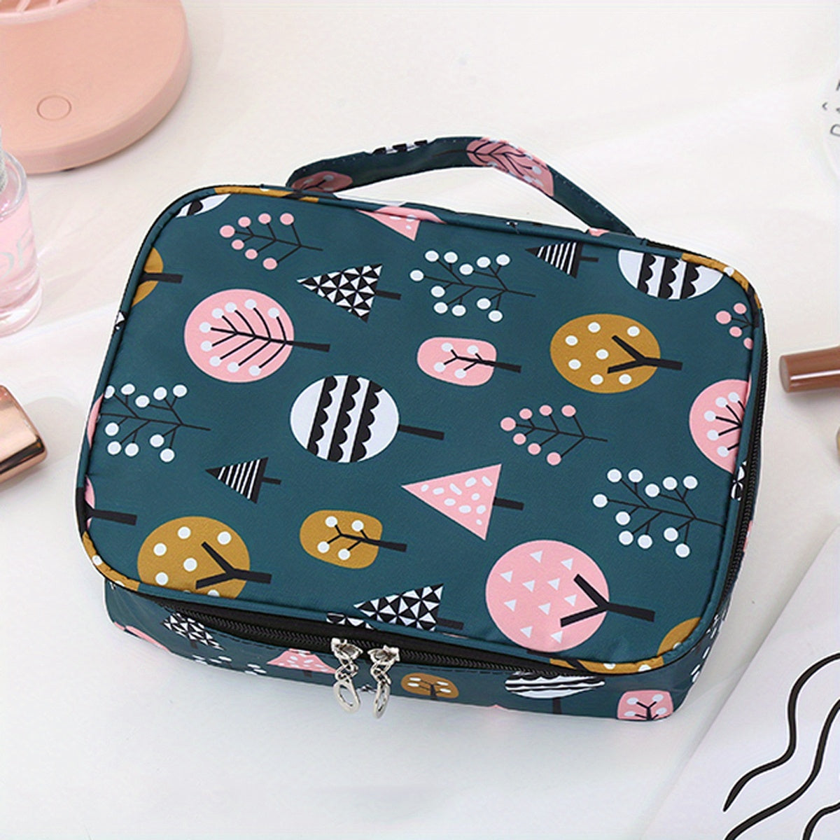 Cartoon Pattern Cube Travel Cosmetics Wash Bag Lightweight Storage Organizer