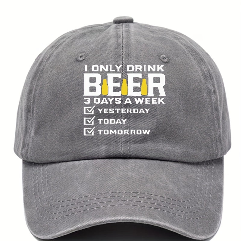 Retro Washed Letter Printed Baseball Cap Adjustable Sun Protection Peaked Cap