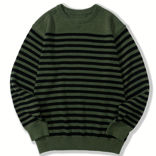 Striped Sweater Men's Casual Warm Pullover