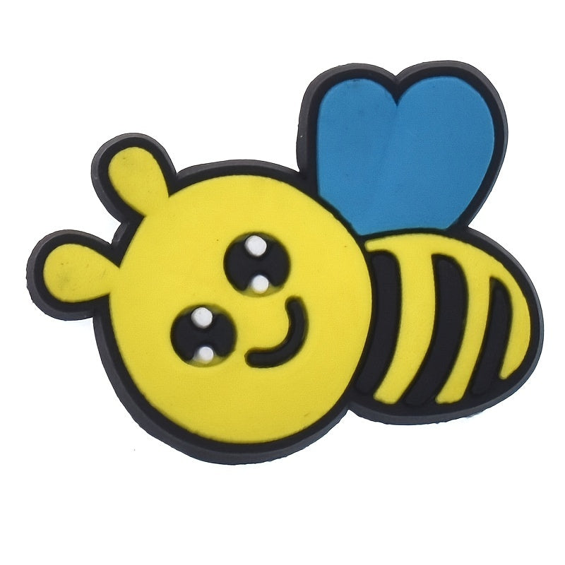 20pcs Honeybee Shoe Charms For Clogs Jibtz Sandals, PVC Shoe Accessories