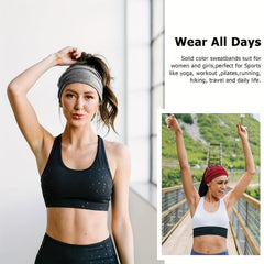 Solid Stretchy Wide Headband for Women Yoga Running