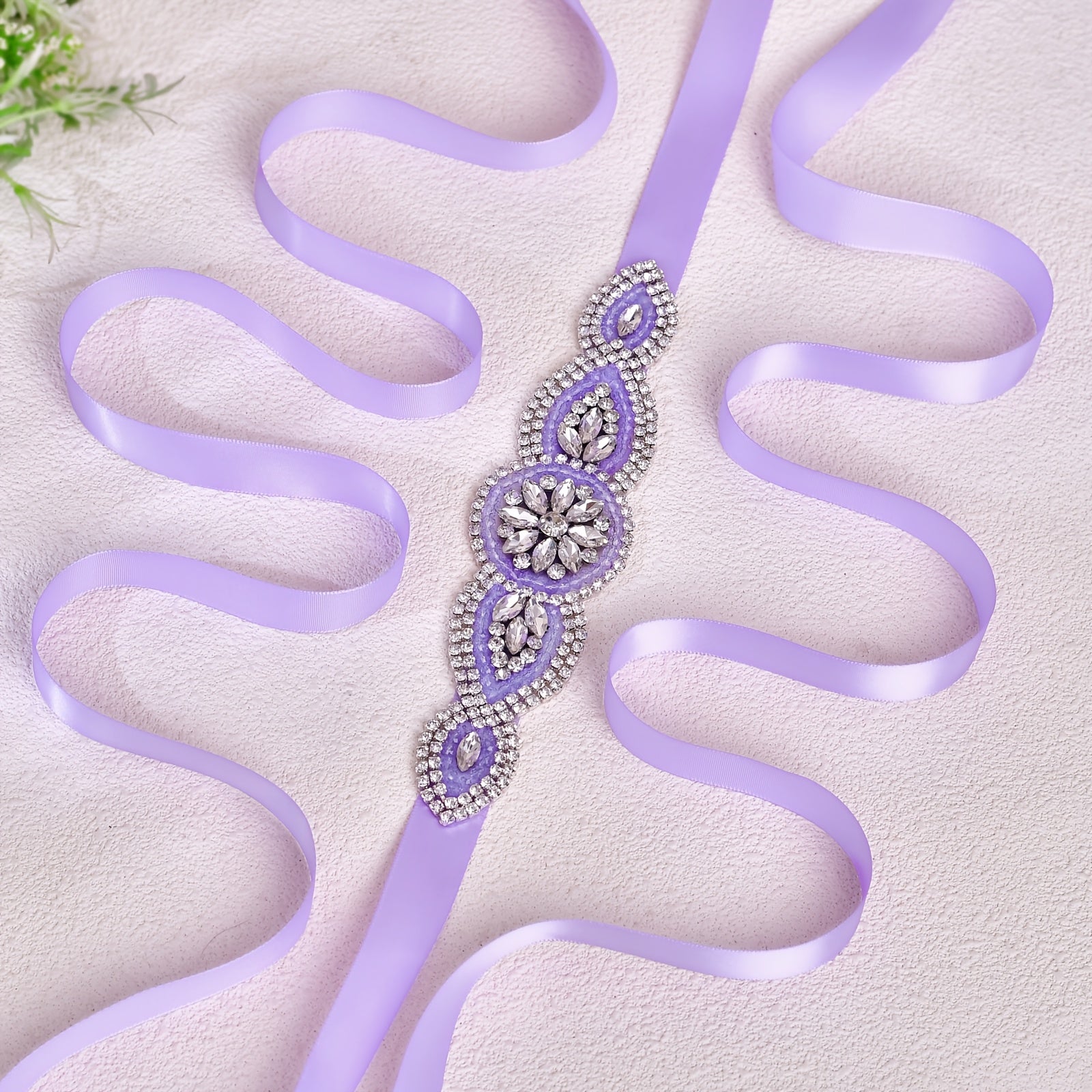 Purple Rhinestone Belt for Bridal Gowns & Evening Dresses