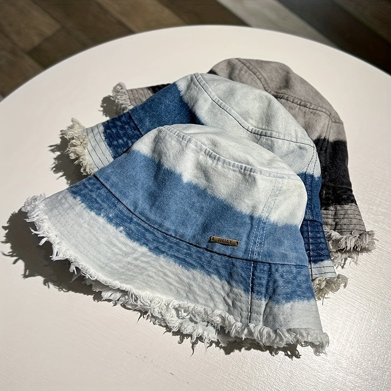 Distressed Sun Shade Bucket Hat Hip Hop Unisex Basin Hats For Women Men