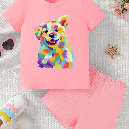Rainbow Dog Girl's 2pcs T shirt & Shorts Set Kids Clothes
