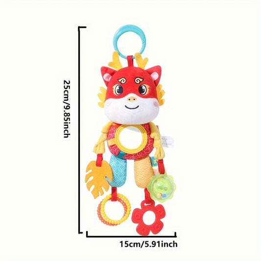 Colorful Dragon Plush Stroller Toy with Bell for Car Decoration