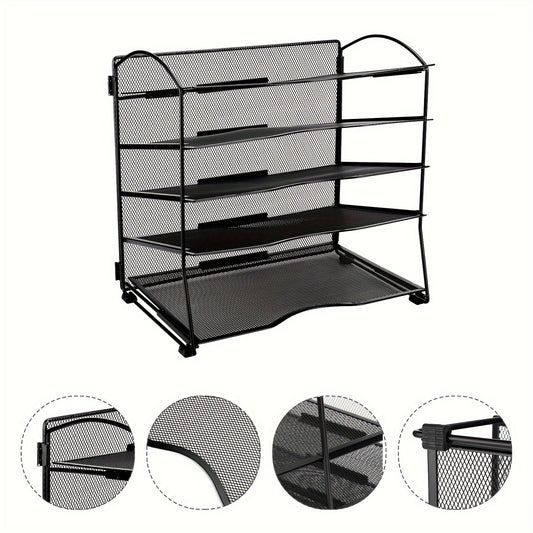 Iron 5 Layer Grid Desktop Tray Organizes Mail & Documents on Desks