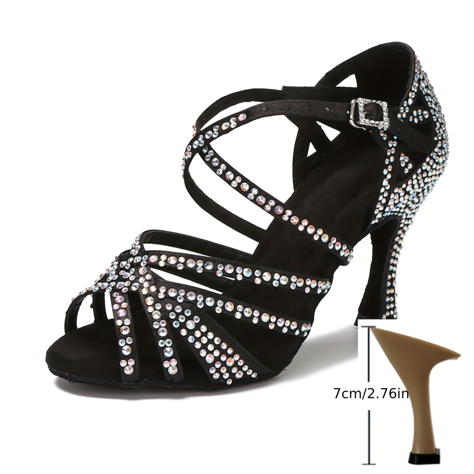 Rhinestone Latin Dance Shoes High Heel Soft Sole