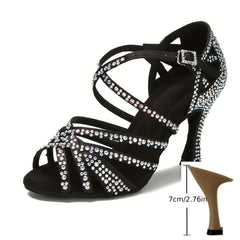 Rhinestone Latin Dance Shoes High Heel Soft Sole