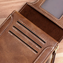 Men's PU Leather Business Wallet with Zipper & Button