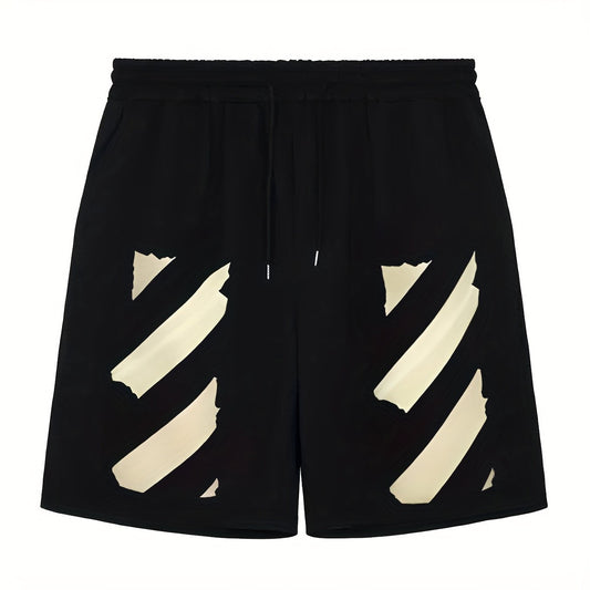 Men's Stripe Comfy Shorts Solid Elastic Waist Drawstring Summer