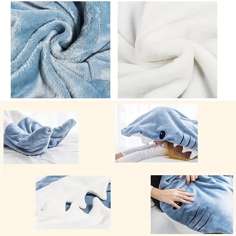 Funny Shark Sleeping Bag Soft Flannel Warm Wearable Blanket