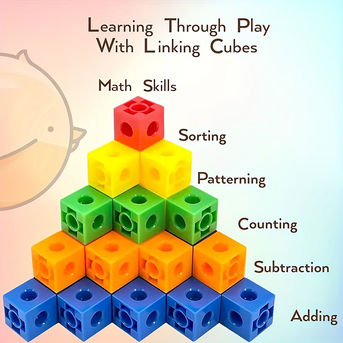 Colorful Cubes Building Blocks Set Educational Math Learning Aid
