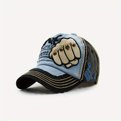 Cotton Sunshade Embroidered Fist Rivet Baseball Cap for Men