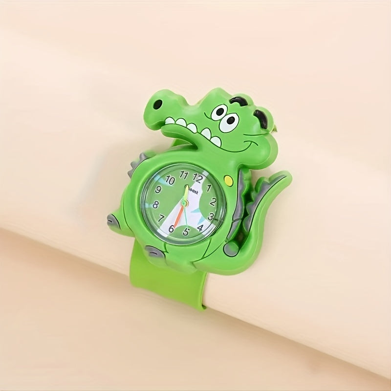 Green Crocodile Quartz Watch With Silicone Strap For Girls