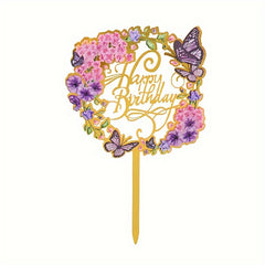 1pc Happy Birthday Butterfly Flower Cake Insert Decoration