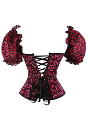 Lips Pattern Corset Bustier Tummy Control Lace Up Body Shaper
