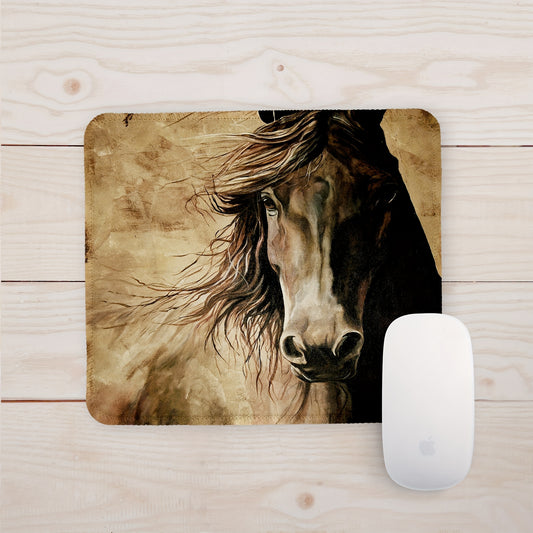 Yellow Sand Horse Pattern Printed Mouse Pad Anti slip Rubber Base