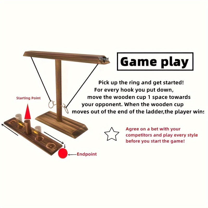 Wooden Hook And Ring Combat Game Set Indoor Outdoor Party Game