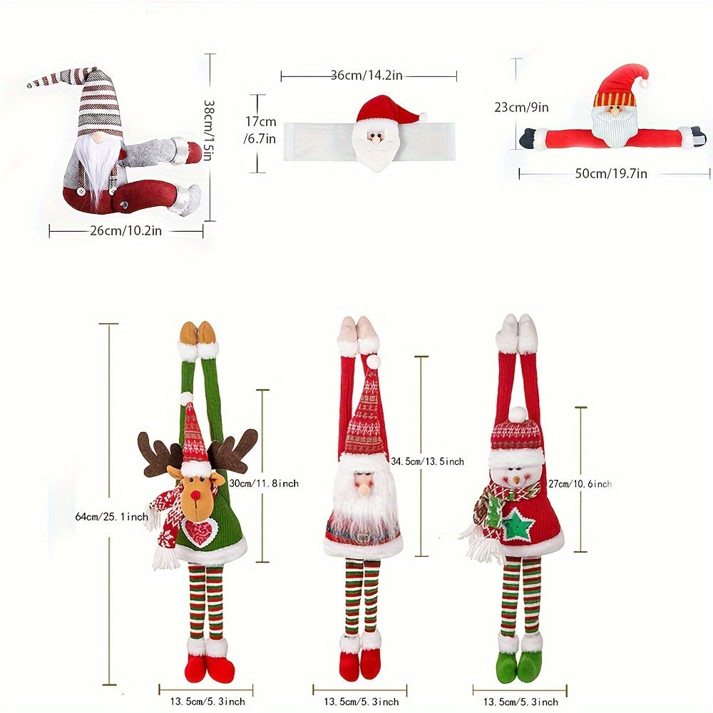 3pcs Christmas Decorations Set Elk Santa Claus Curtains Tree Decorations