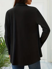  Solid Long Sleeve Open Front Cardigan