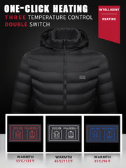Men's Heated Hooded Jacket Lightweight Thermal Coat for Outdoor Activities