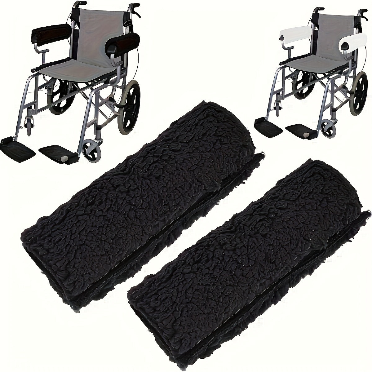 2 Pack Soft Wheelchair Armrest Covers Protective Pads Non Slip & Comfort