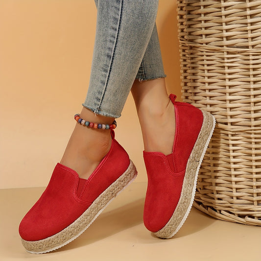 Women's Platform Espadrille Loafers Slip On Shoes