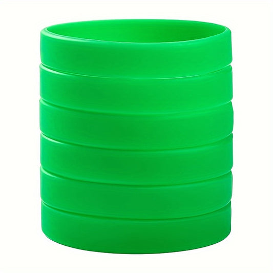 6 Pcs Green Silicone Bracelet Unisex Sports Wristband