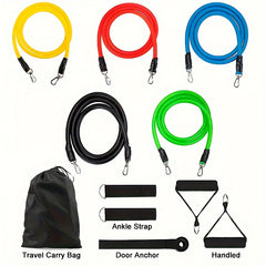 11pcs Resistance Bands Set with Door Anchor and Storage Bag