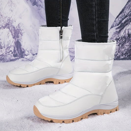 Women's High Top Warm Snow Boots Non Slip Zipper Winter Hiking Boots
