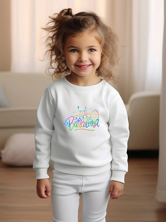 OERYUI Rainbow Print Crew Neck Pullover Top Kids Clothes
