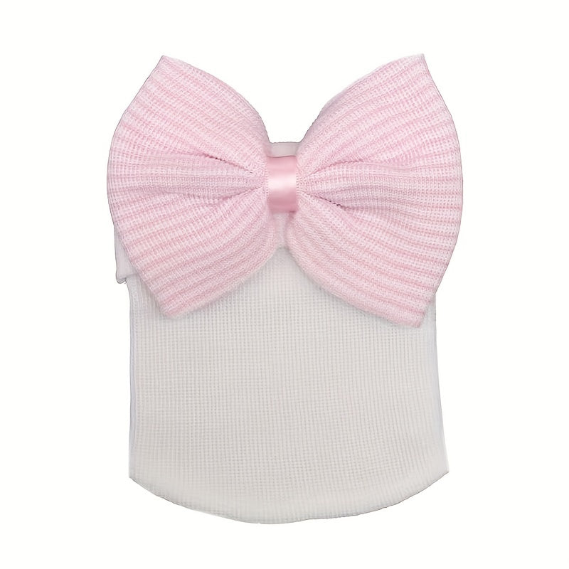 Big Bow Knitted Baby Hat for Newborns