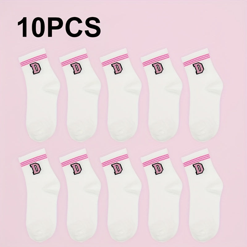 10 20 30 Pairs Letter Print Socks Breathable Sports Short Socks Women's Stocking
